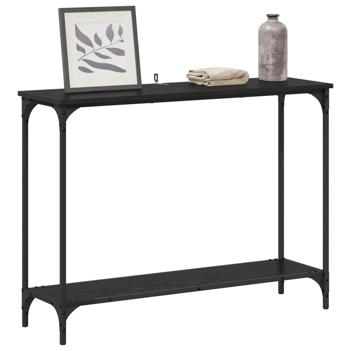 Konsolbord med hylde Sort eg 101 x 30.5 x 75 cm Konstrueret træ