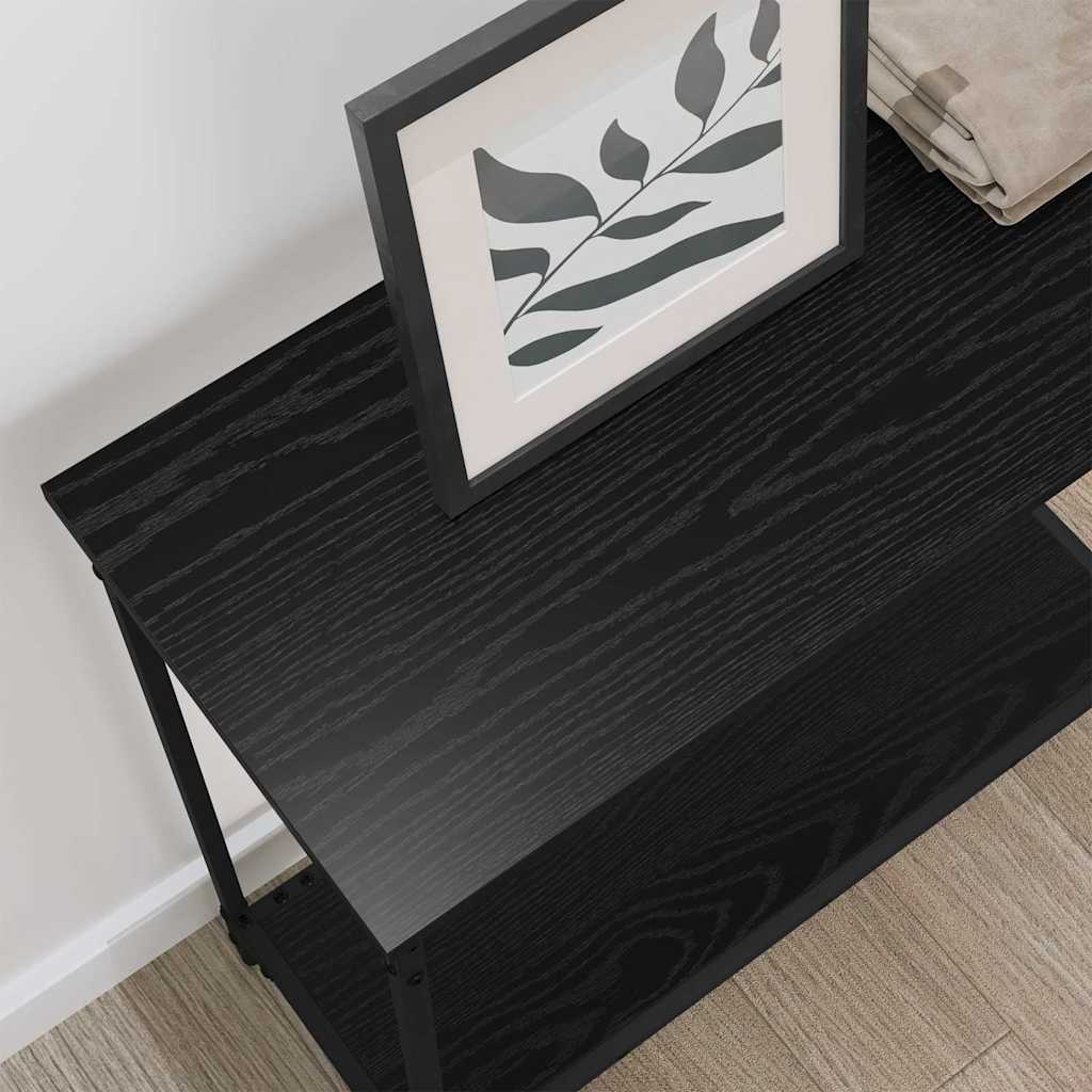 Konsolbord med hylde Sort eg 75 x 30.5 x 75 cm Konstrueret træ