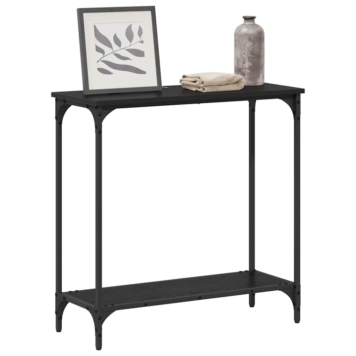 Konsolbord med hylde Sort eg 75 x 30.5 x 75 cm Konstrueret træ
