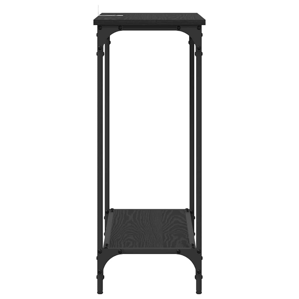 Konsolbord med hylde Sort eg 75 x 30.5 x 75 cm Konstrueret træ