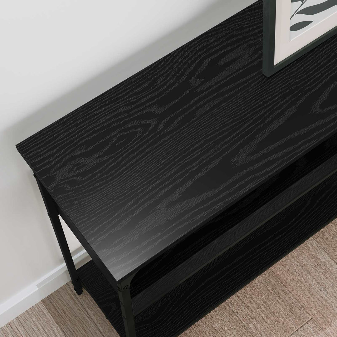 Konsolbord med hylde Sort eg 100 x 29 x 75 cm Konstrueret træ