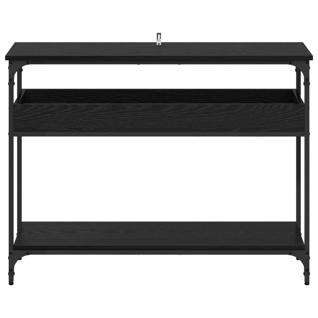 Konsolbord med hylde Sort eg 100 x 29 x 75 cm Konstrueret træ