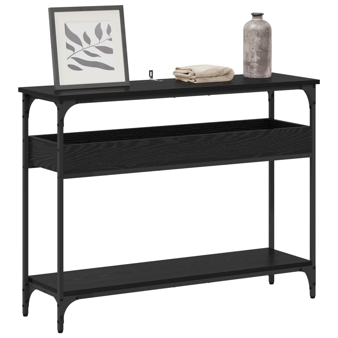 Konsolbord med hylde Sort eg 100 x 29 x 75 cm Konstrueret træ