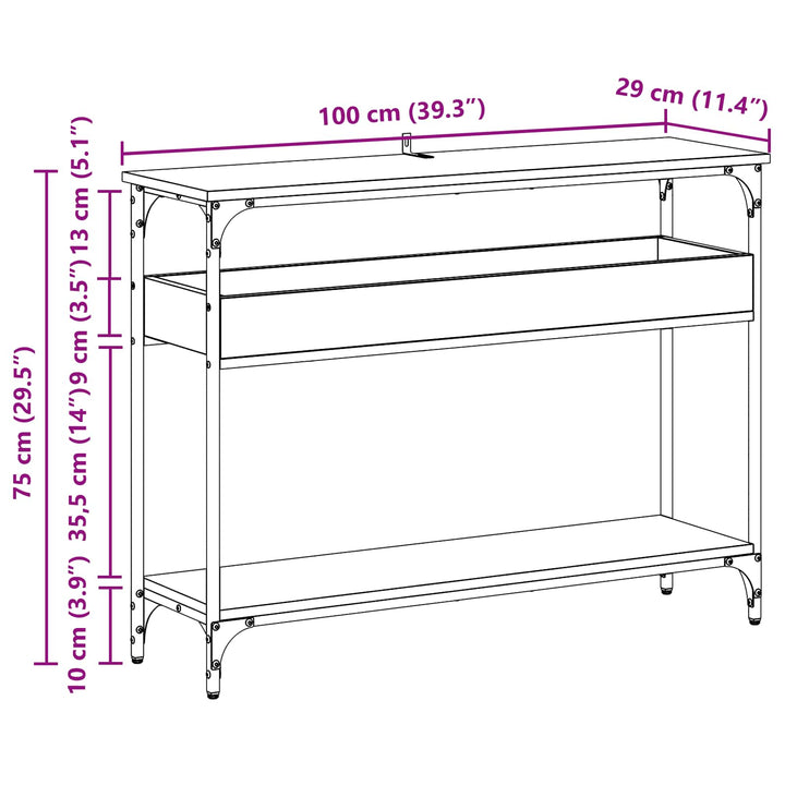 Konsolbord Sort eg 100 x 29 x 75 cm Konstrueret træ