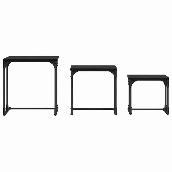 Nesting Kaffebord 3 pcs Sort eg Konstrueret træ