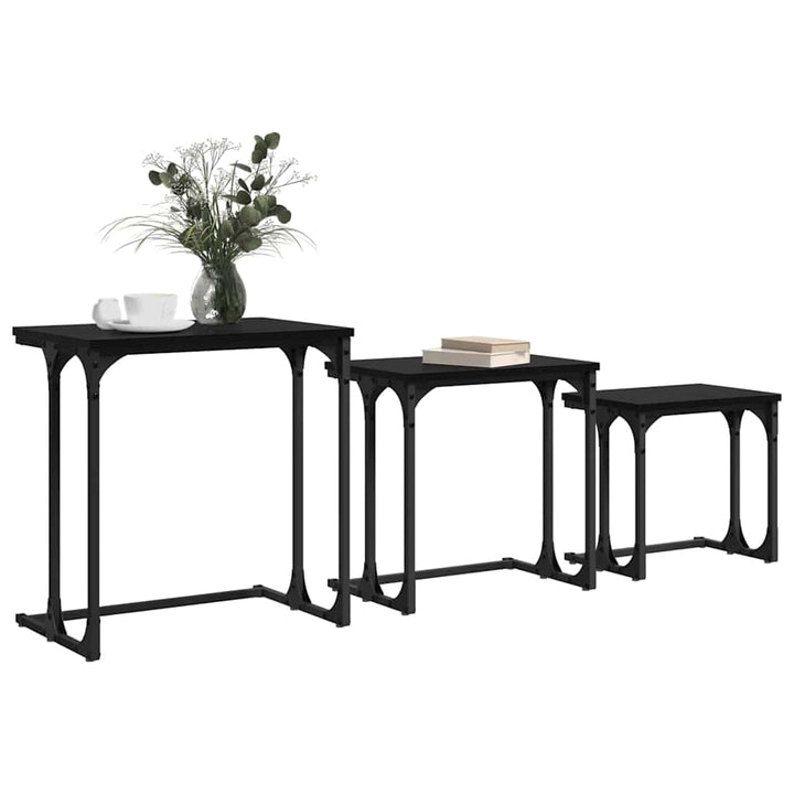 Nesting Kaffebord 3 pcs Sort eg Konstrueret træ