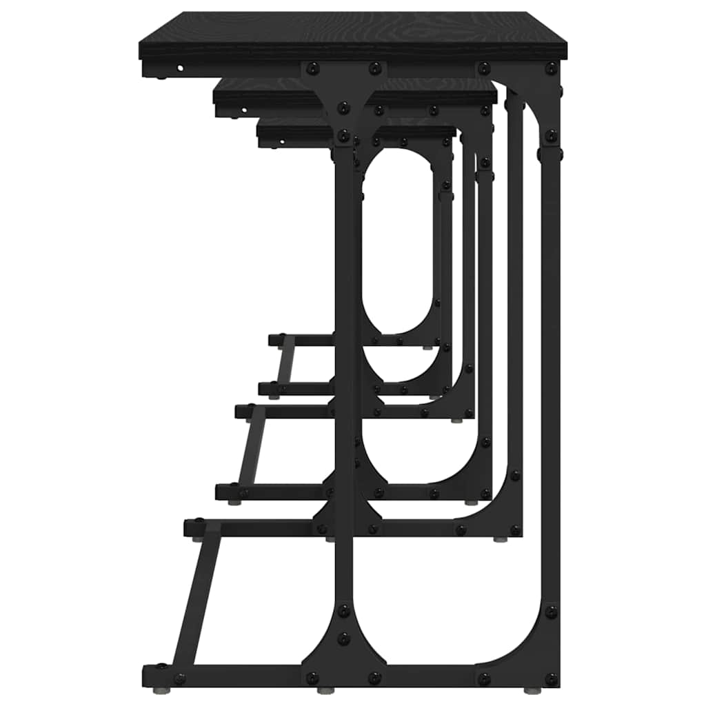 Nesting Kaffebord 3 pcs Sort eg Konstrueret træ