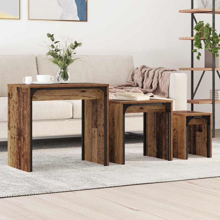 Sofabord 3 pcs Gammelt træ Konstrueret træ