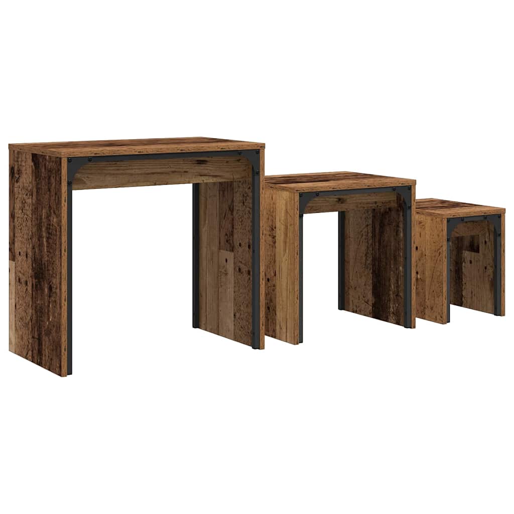 Sofabord 3 pcs Gammelt træ Konstrueret træ