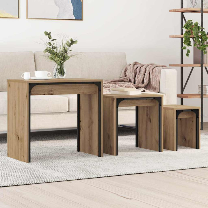 Sofabord 3 pcs Artisan Egetræ 60 x 35 x 56 cm Konstrueret træ