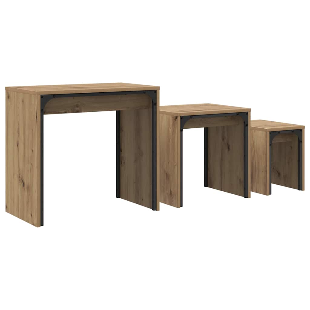 Sofabord 3 pcs Artisan Egetræ 60 x 35 x 56 cm Konstrueret træ