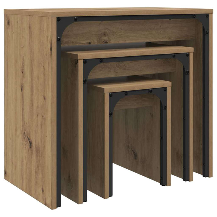 Sofabord 3 pcs Artisan Egetræ 60 x 35 x 56 cm Konstrueret træ