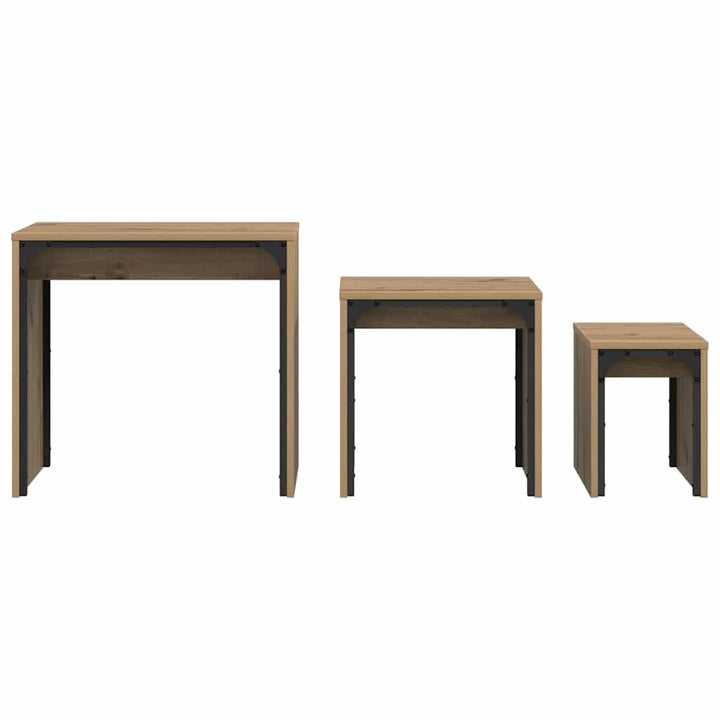 Sofabord 3 pcs Artisan Egetræ 60 x 35 x 56 cm Konstrueret træ