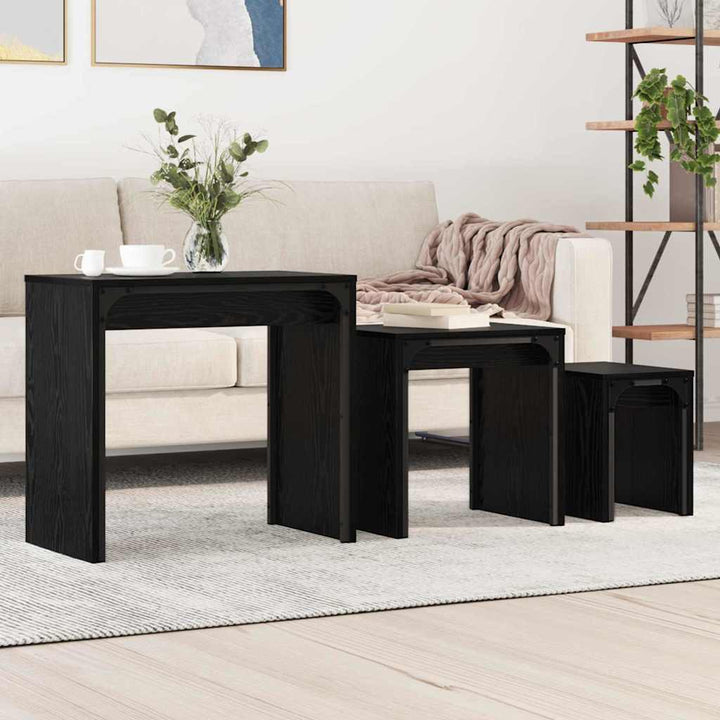Sofabord 3 stk. Sort eg 60 x 35 x 56 cm Konstrueret træ