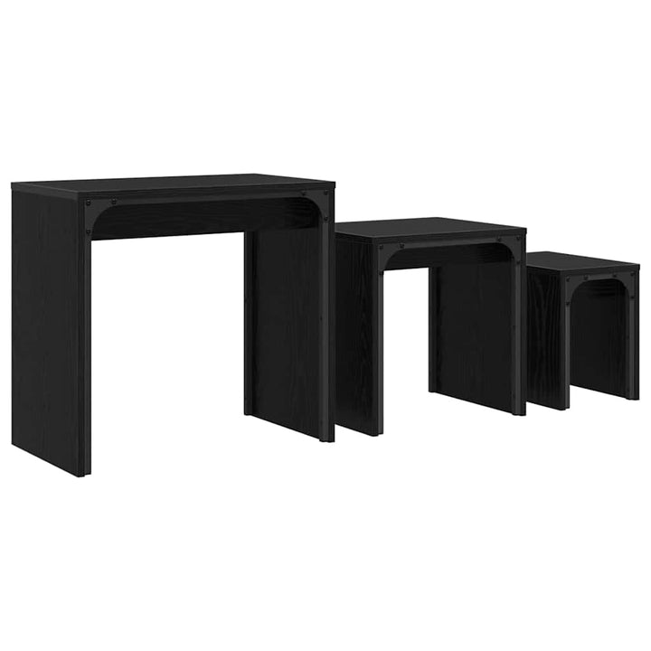 Sofabord 3 pcs Sort eg Konstrueret træ