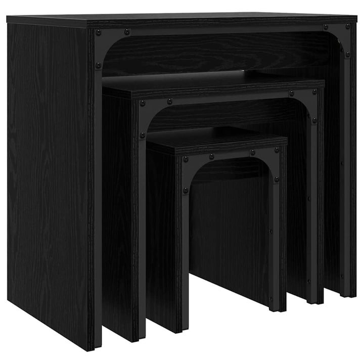 Sofabord 3 stk. Sort eg 60 x 35 x 56 cm Konstrueret træ