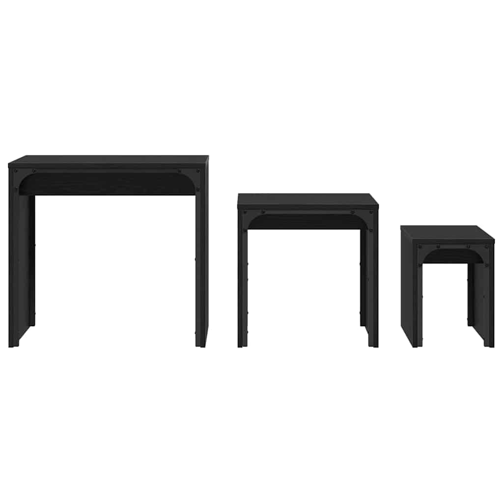 Sofabord 3 pcs Sort eg Konstrueret træ