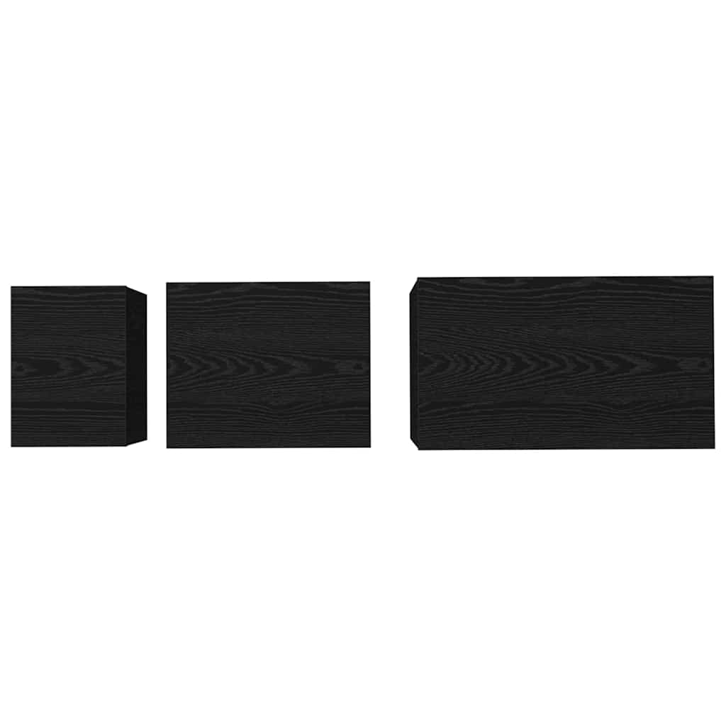 Sofabord 3 pcs Sort eg Konstrueret træ