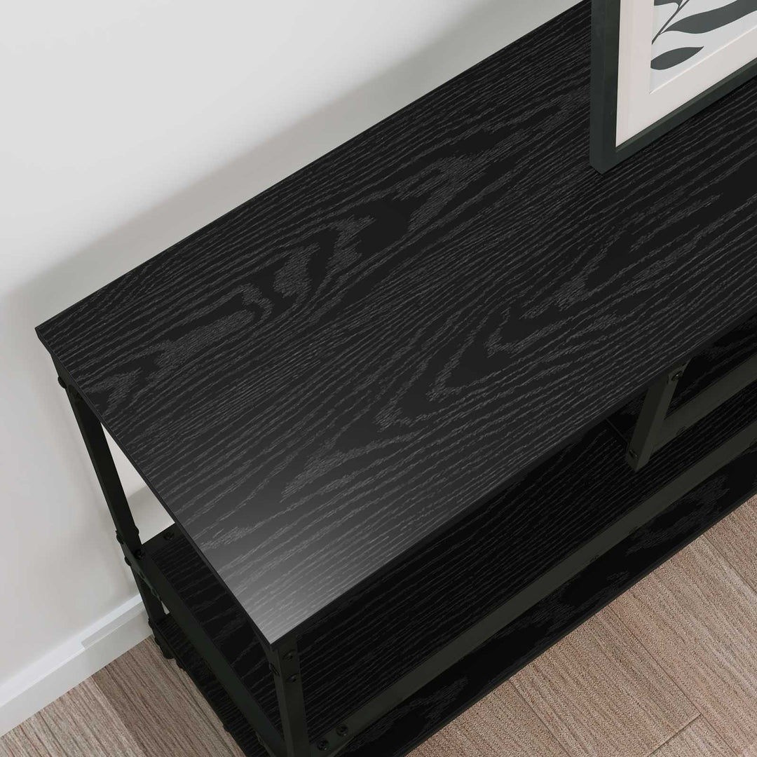 Konsolbord med hylde Sort eg 100 x 30 x 75 cm Konstrueret træ