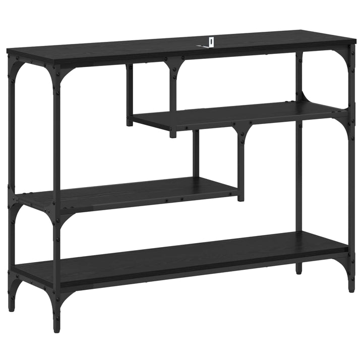 Konsolbord med hylde Sort eg 100 x 30 x 75 cm Konstrueret træ