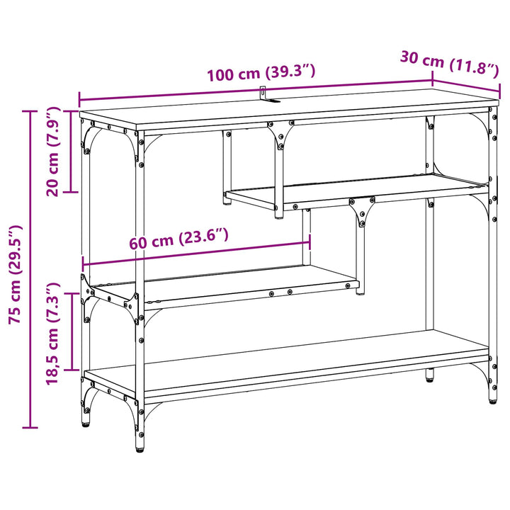Konsolbord Sort eg 100 x 30 x 75 cm Konstrueret træ