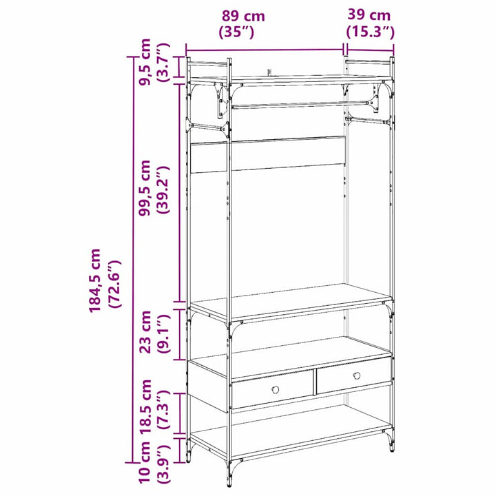 Garderobeskab Gammelt træ 89 x 39 x 184.5 cm Konstrueret træ