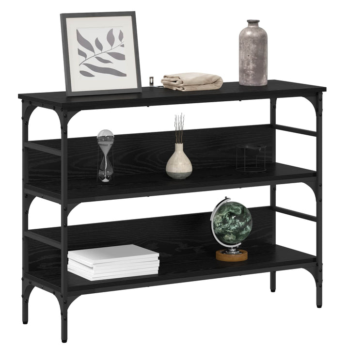 Konsolbord med hylde Sort eg 100 x 32 x 75 cm Konstrueret træ