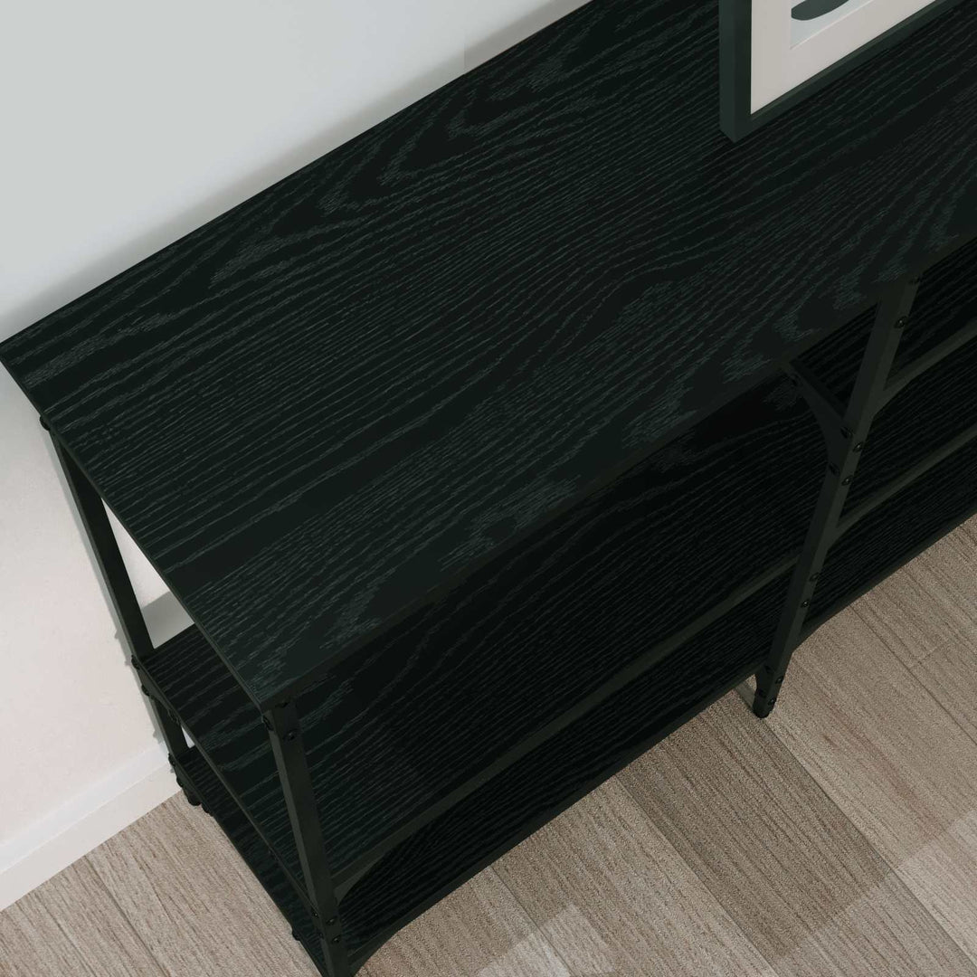 Konsolbord med hylde Sort eg 160 x 29 x 80 cm Konstrueret træ