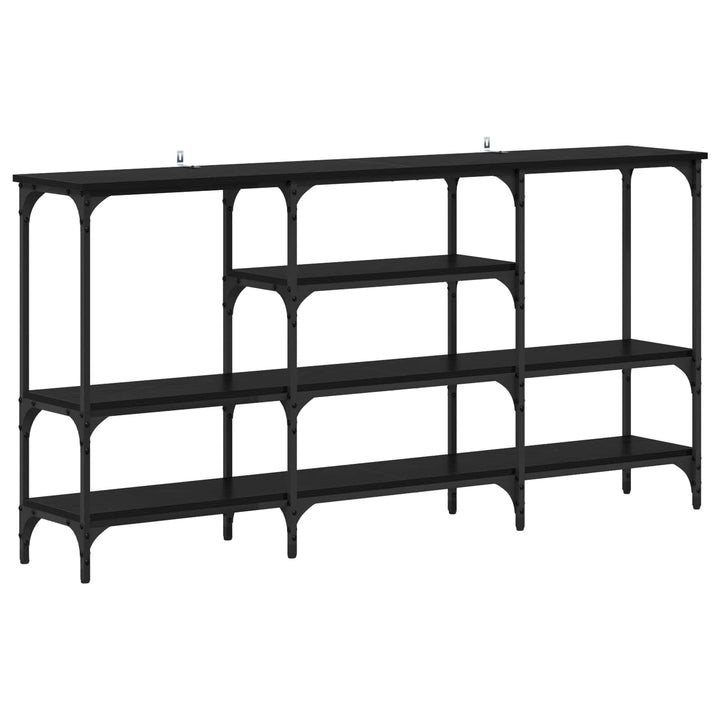 Konsolbord med hylde Sort eg 160 x 29 x 80 cm Konstrueret træ