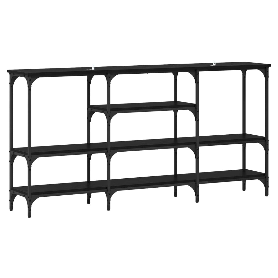 Konsolbord med hylde Sort eg 160 x 29 x 80 cm Konstrueret træ