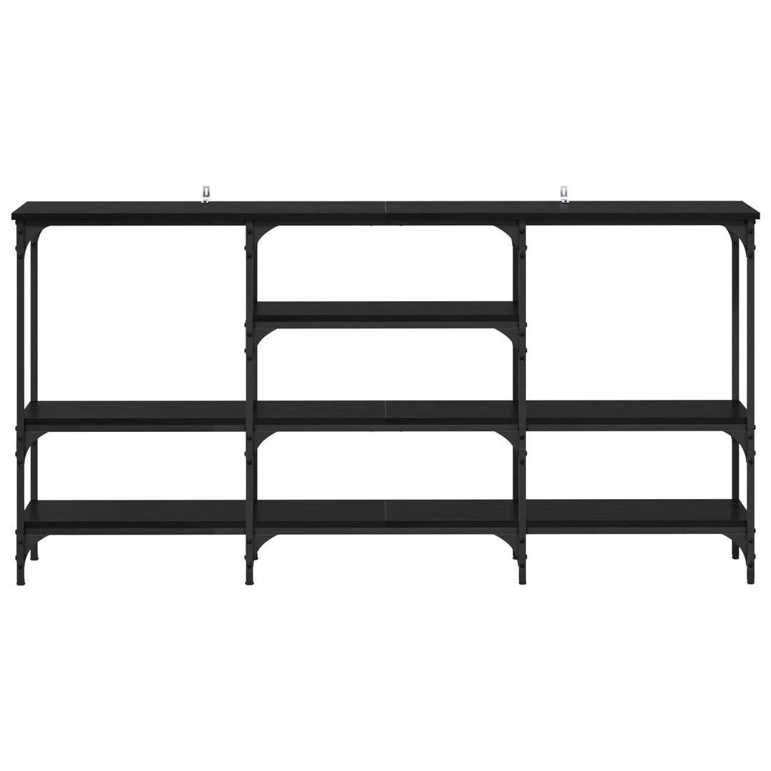Konsolbord med hylde Sort eg 160 x 29 x 80 cm Konstrueret træ