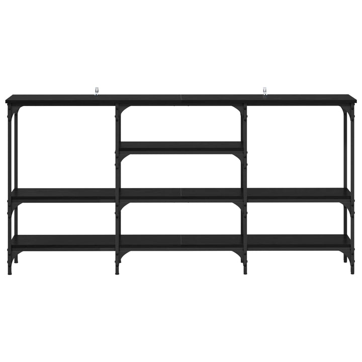 Konsolbord med hylde Sort eg 160 x 29 x 80 cm Konstrueret træ