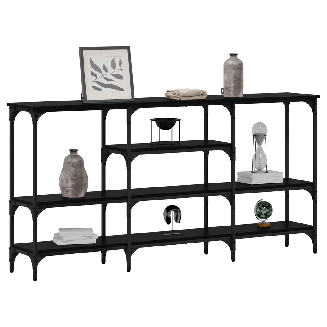 Konsolbord med hylde Sort eg 160 x 29 x 80 cm Konstrueret træ