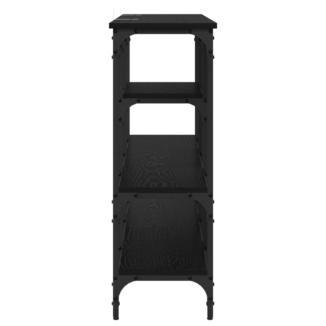 Konsolbord med hylde Sort eg 160 x 29 x 80 cm Konstrueret træ