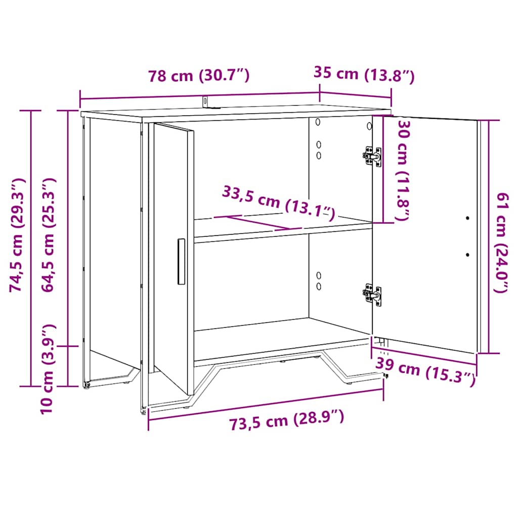 Sideboard Sort eg 78 x 35 x 74.5 cm