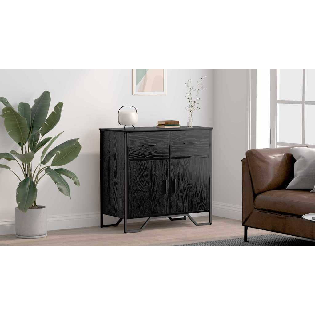 Sideboard med skuffe Sort eg 79,5 x 35,5 x 74,5 cm