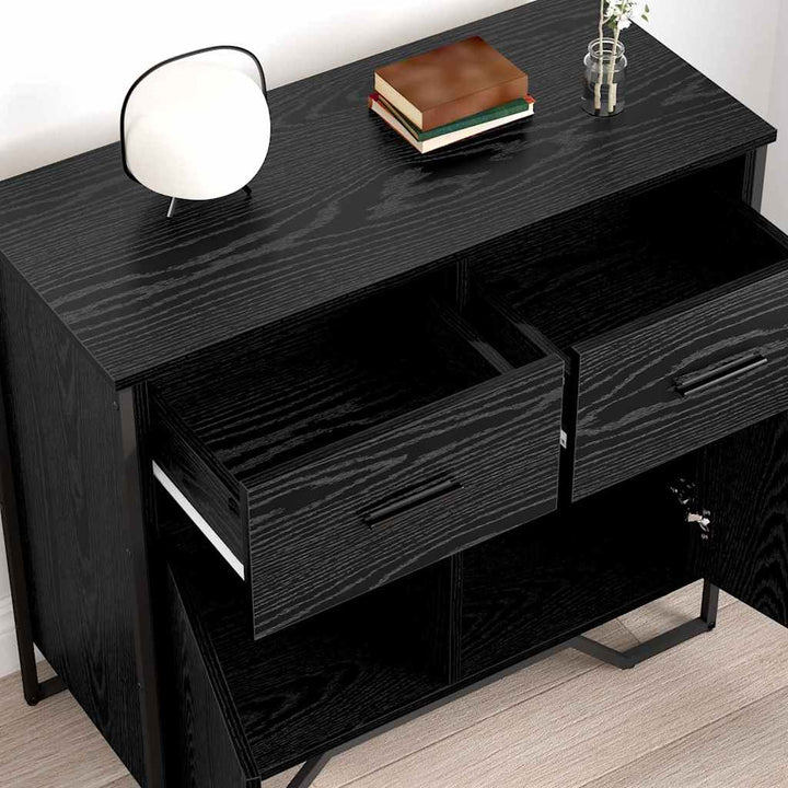 Sideboard med skuffe Sort eg 79,5 x 35,5 x 74,5 cm