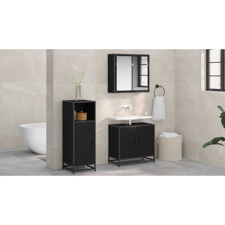Badeværelsesmøbel sæt med hylde Sort eg 35 x 37,5 x 100 cm