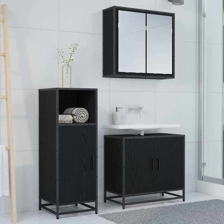 Badeværelsesmøbel sæt med hylde Sort eg 35 x 37,5 x 100 cm