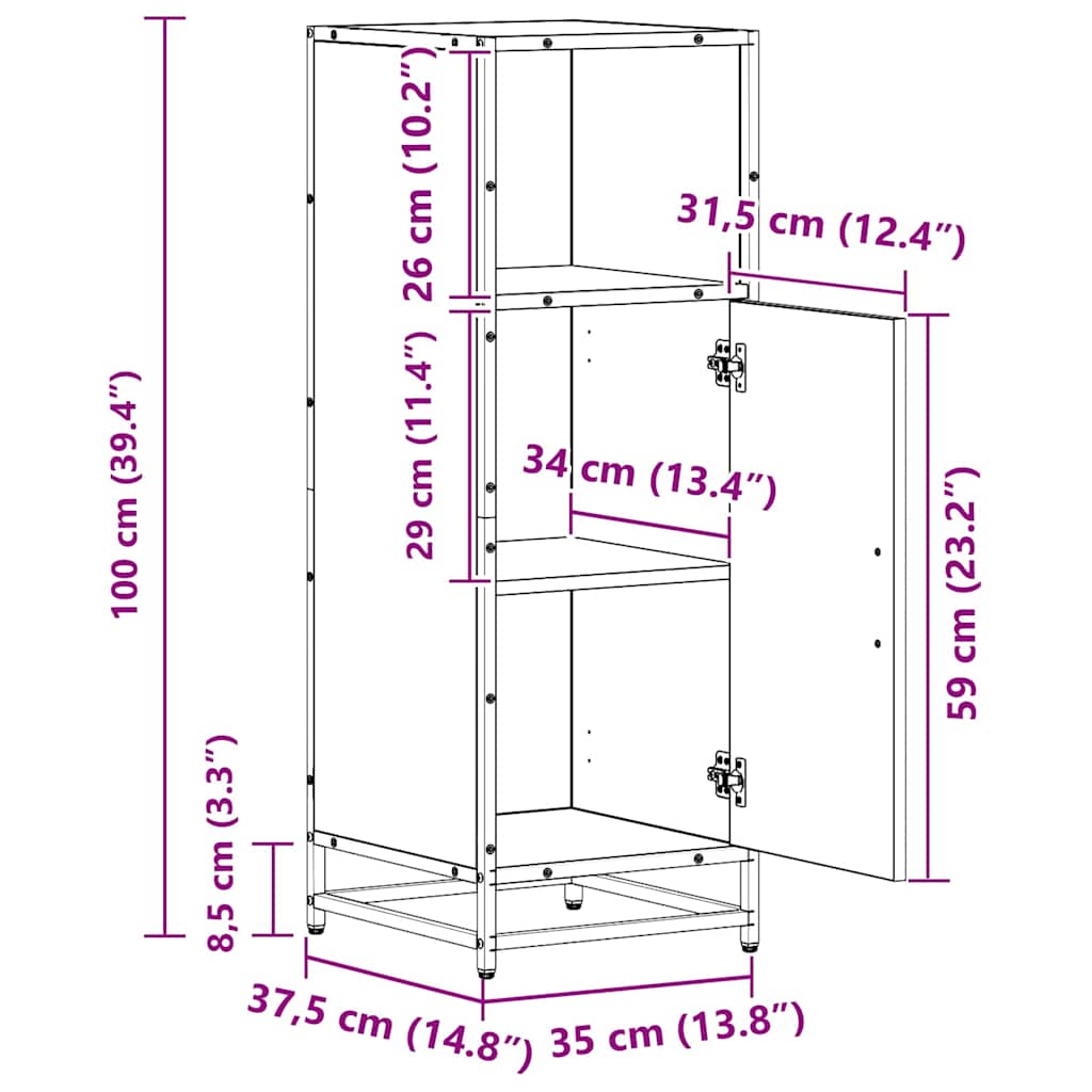 Badeværelsesmøbel sæt med hylde Sort eg 35 x 37,5 x 100 cm