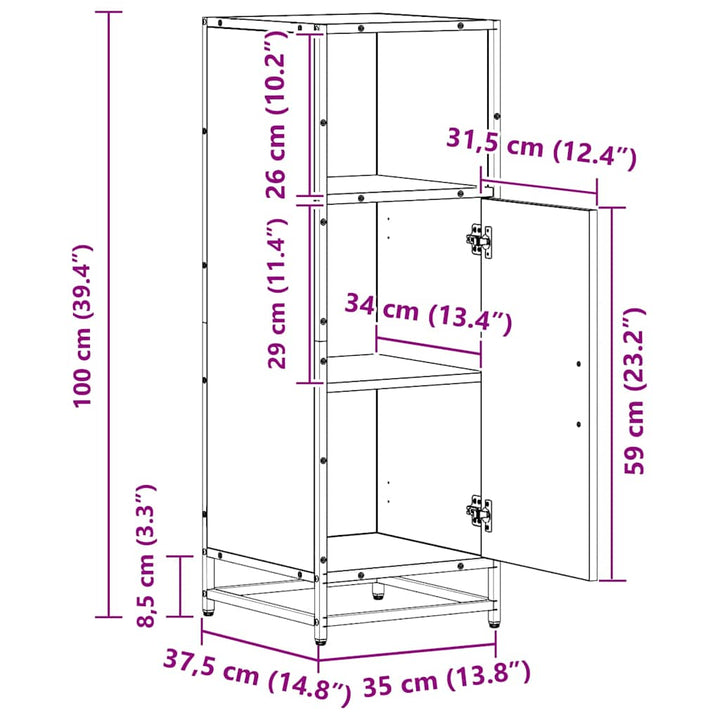 Badeværelsesmøbel sæt med hylde Sort eg 35 x 37,5 x 100 cm
