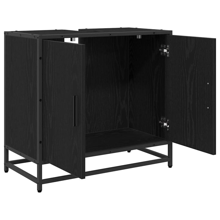 Badeværelsesskabsunder Sort eg 65 x 33 x 60 cm Konstrueret træ