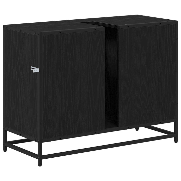 Badeværelsesskab Sort eg 80 x 33 x 60 cm Konstrueret træ