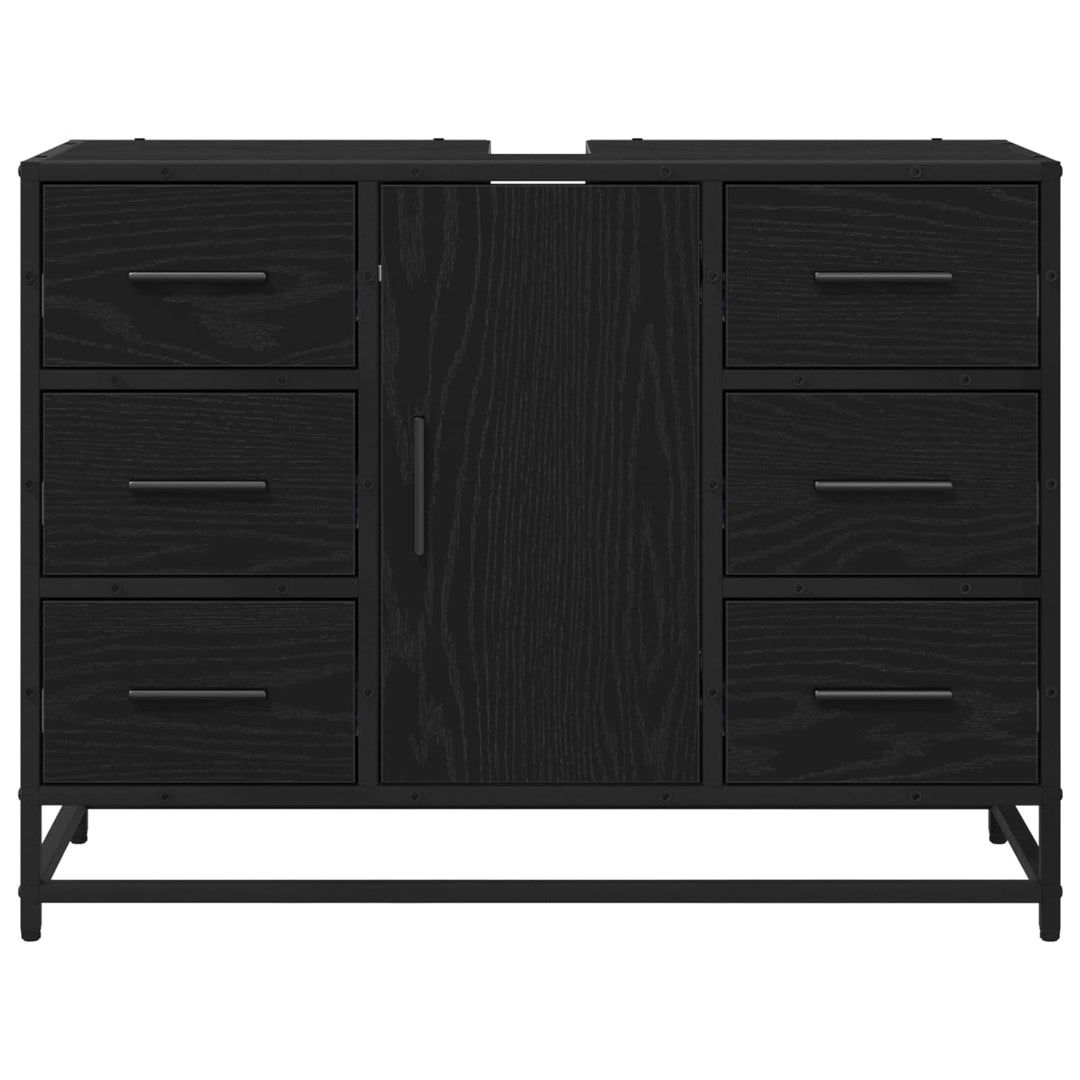 Badeværelsesskab Sort eg 80 x 33 x 60 cm Konstrueret træ