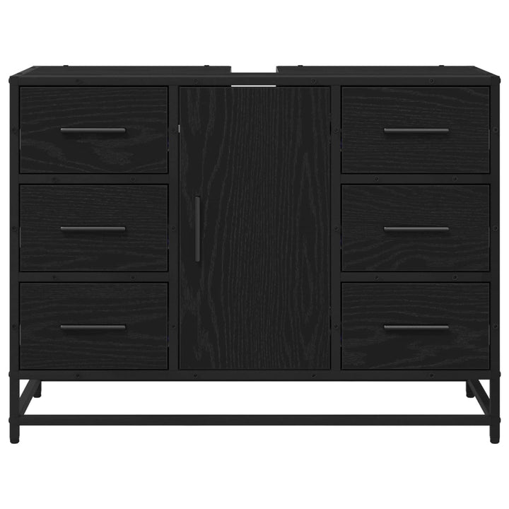 Badeværelsesskab Sort eg 80 x 33 x 60 cm Konstrueret træ