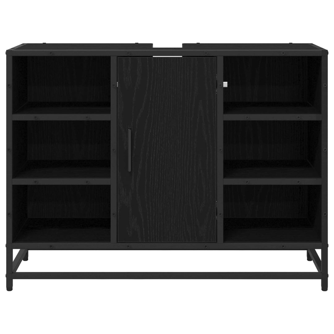 Badeværelsesskab Sort eg 80 x 33 x 60 cm Konstrueret træ