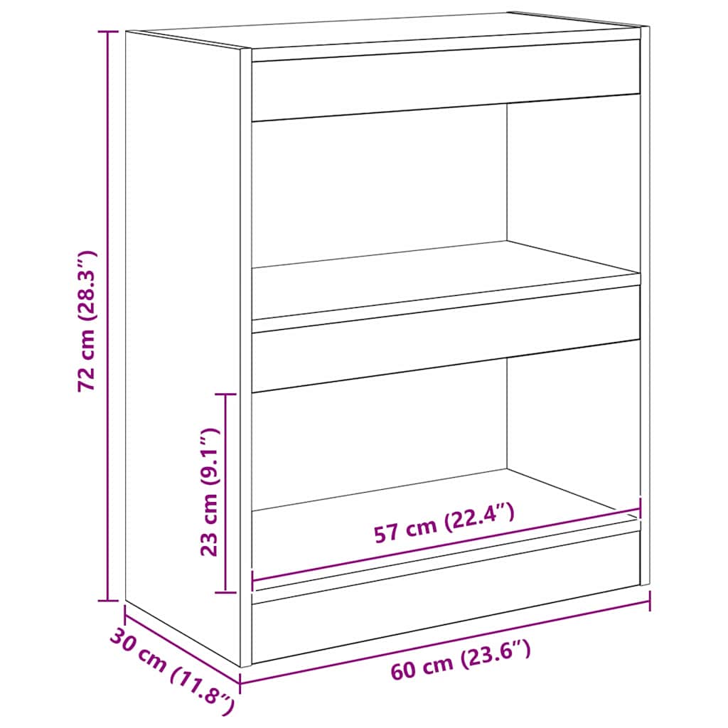 Bogskab 2 niveauer 60 x 30 x 72 cm Konstrueret træ Gammelt træ