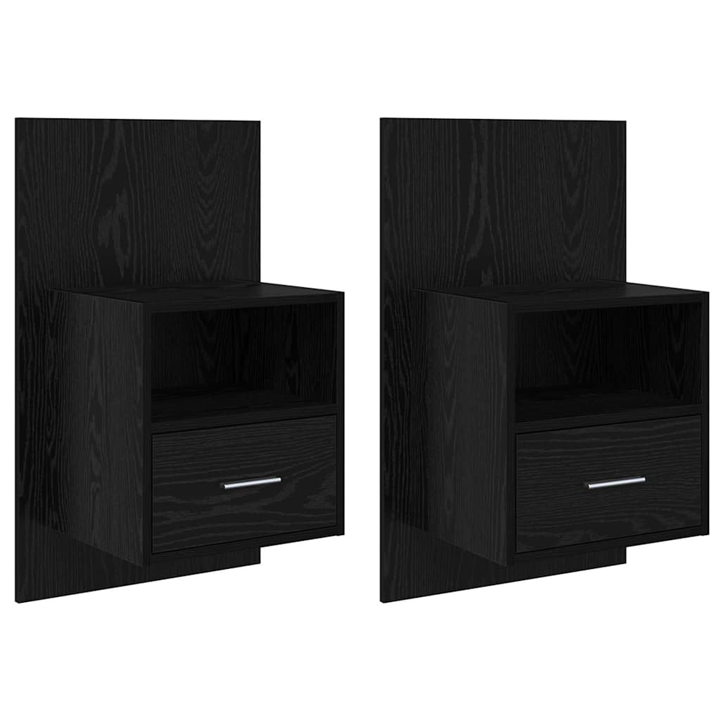 Natskab 2 pcs Sort eg 50 x 32,5 x 80 cm Konstrueret træ