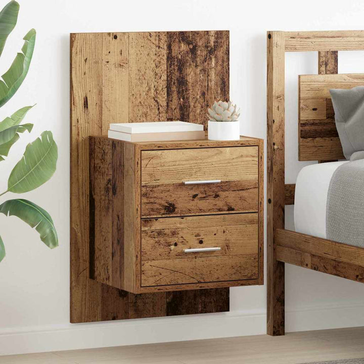 Vægmonteret natbord 2 pcs Gammelt træ 48,5 x 32,5 x 80 cm