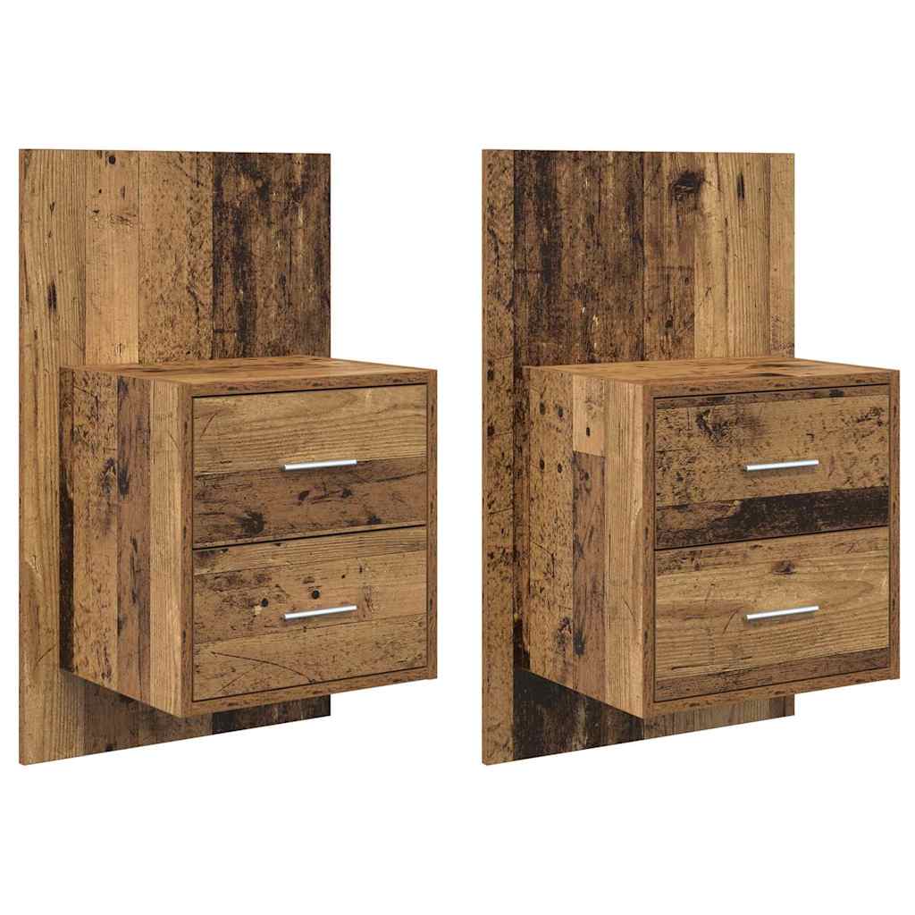 Vægmonteret natbord 2 pcs Gammelt træ 48,5 x 32,5 x 80 cm